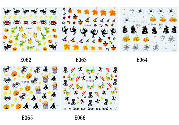 E062-066 2D Simulation Halloween Nail Sticker