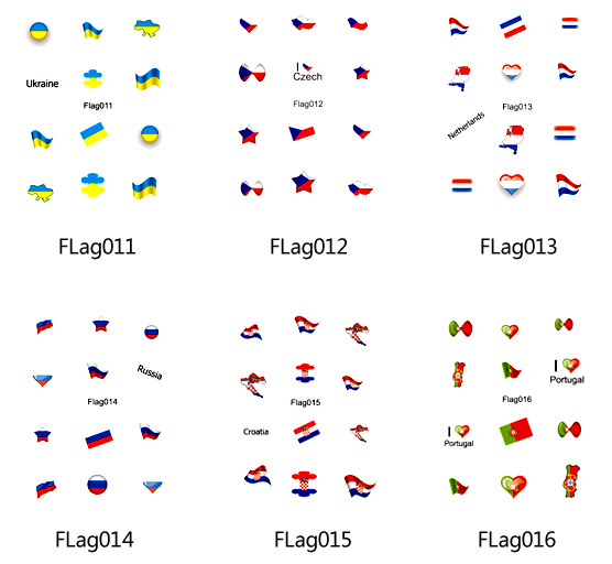 Flag011-016 Flag Nail Tattoo