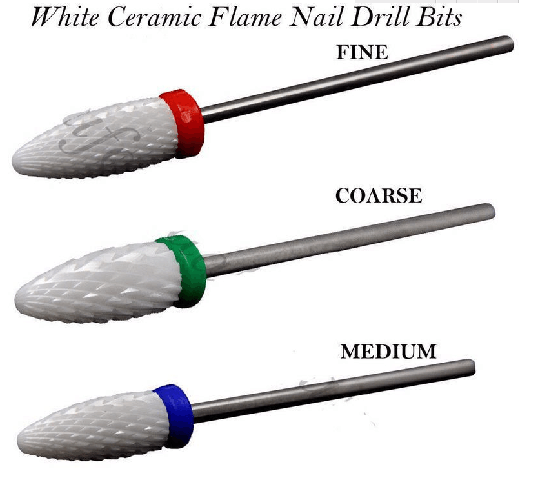 White Ceramic Flame Nail Drill Bits