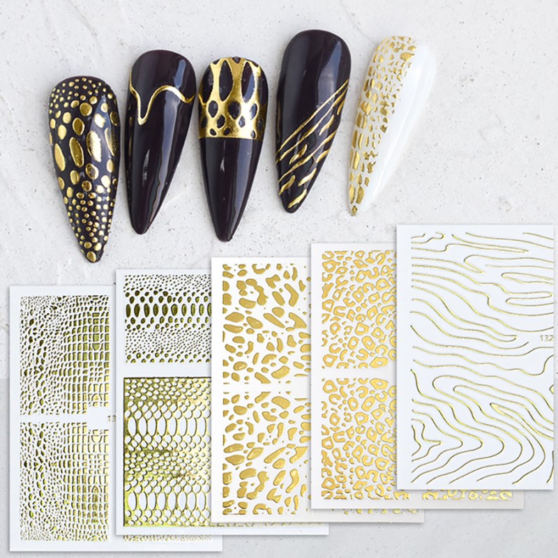 YJ1329-1348 3D Bronzing Nail Sticker