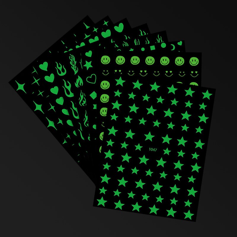 YJ1040-1047 Luminous Nail Sticker