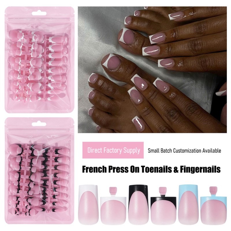 RNTIP-209 French Press-On Nails Set, 60 Pcs for Fingernails & Toenails