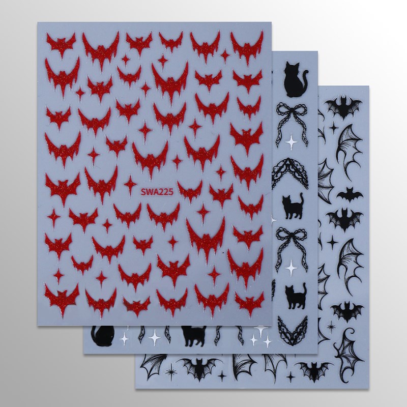 SW-A225-228 Halloween Dark Gothic Nail Stickers