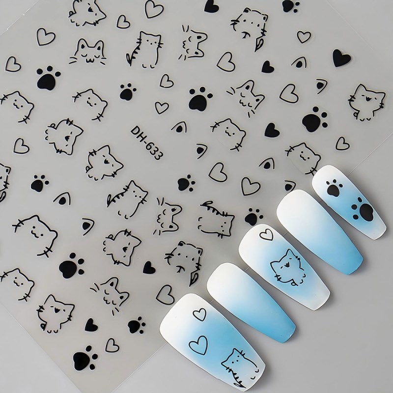 DH-633 Cartoon Cat Nail Stickers