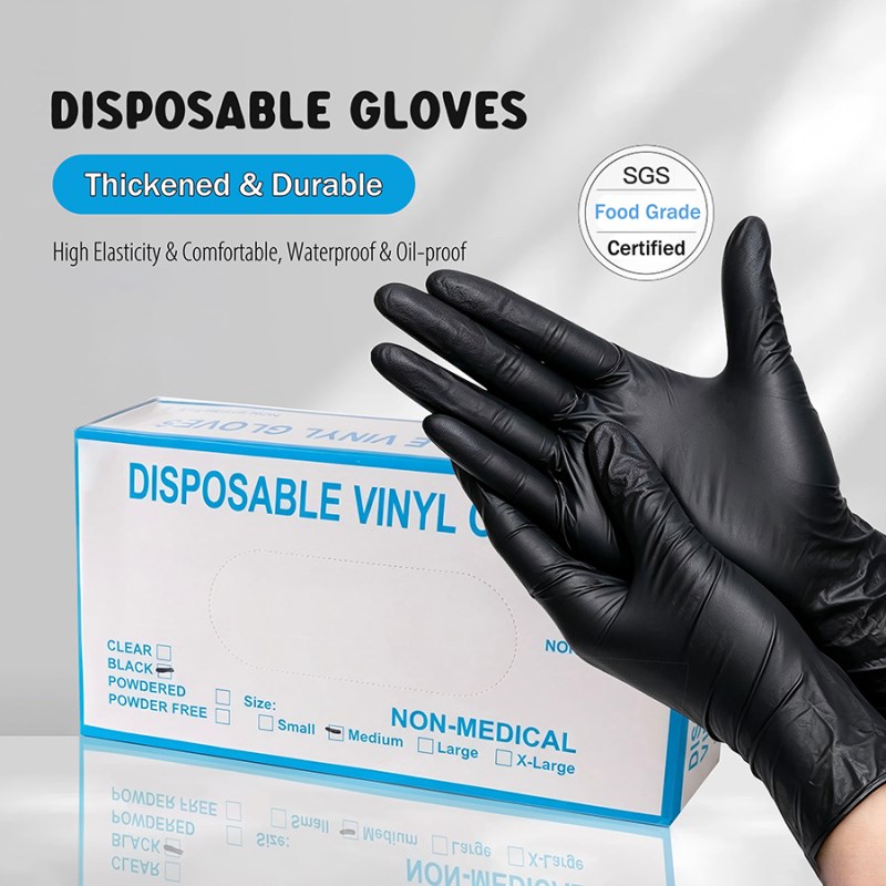 RNT-861 Composite Nitrile Disposable Black Gloves