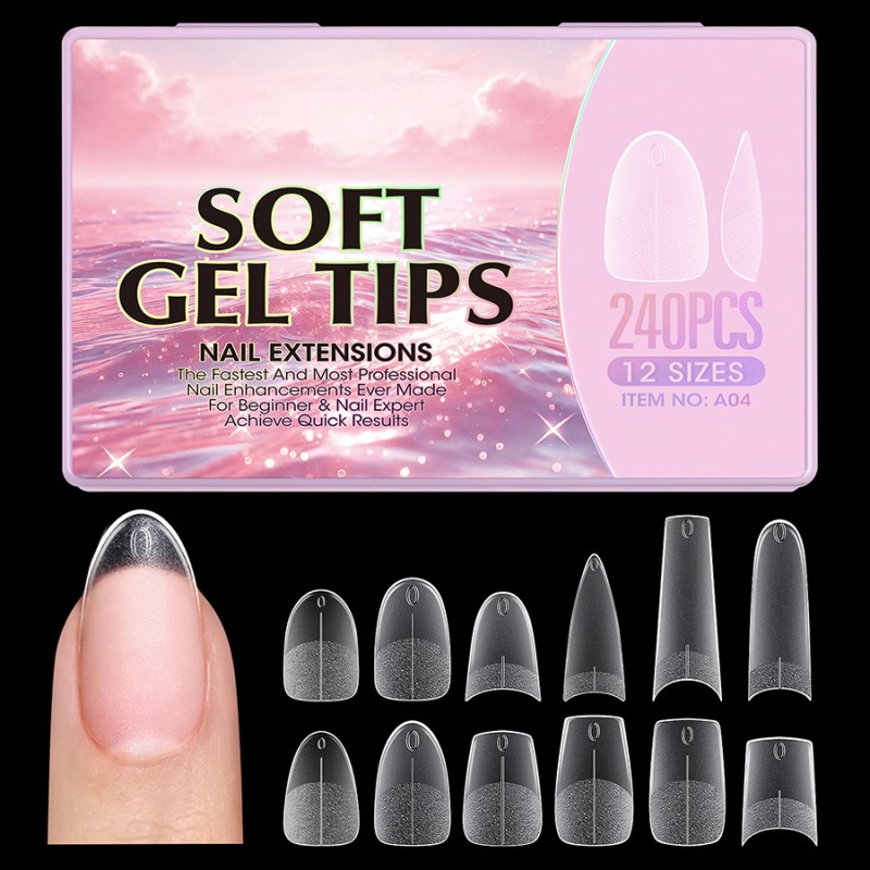 RNTIP-210 Matte Slim Straight Half Nail Tips With Alignment Guide Line, Full & Half Dual Use