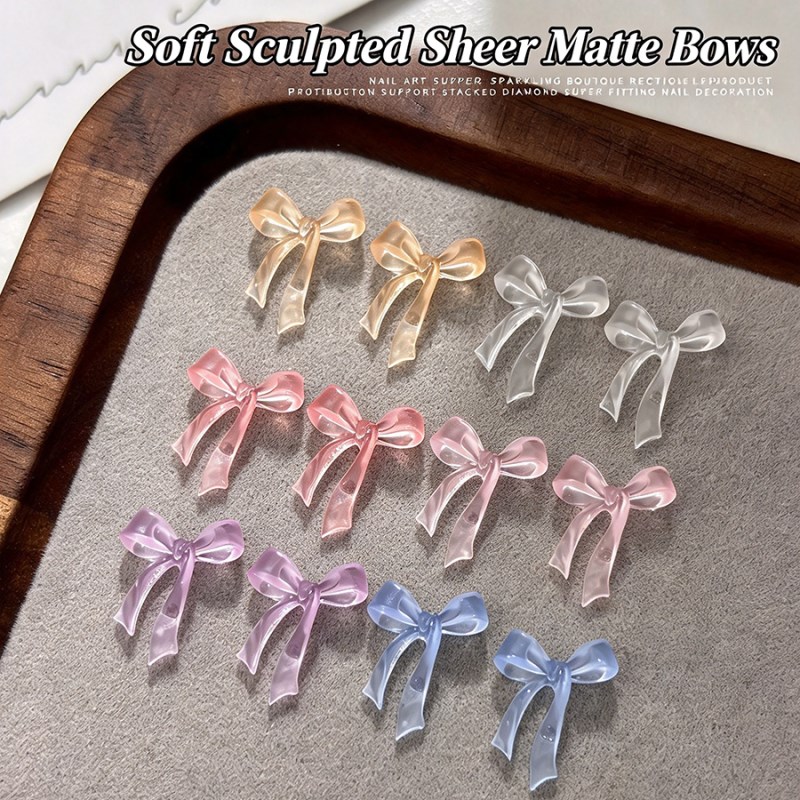 D311 Soft Sculpt Matte Bow Nail Charms