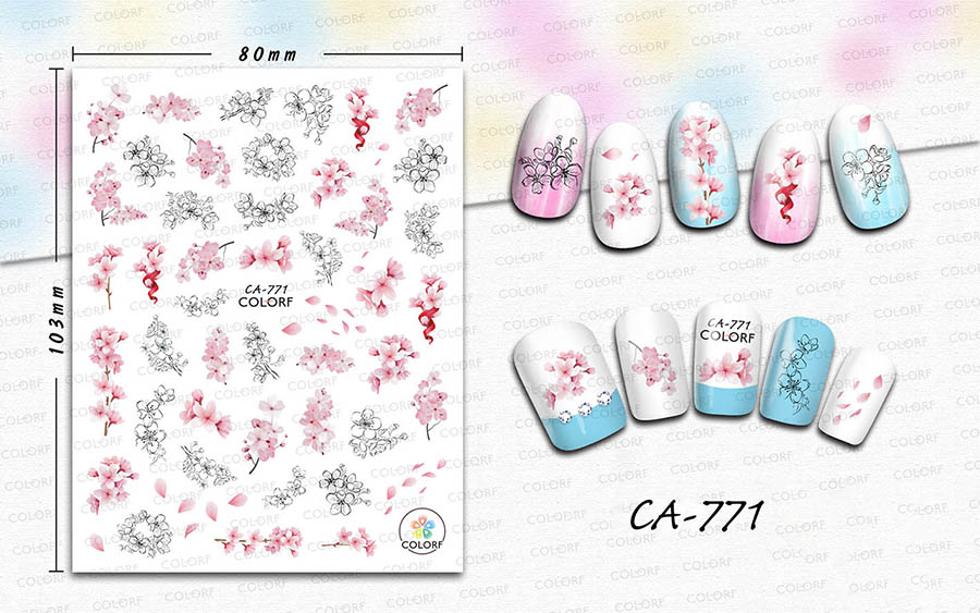 ca764-779 flower nail sticker