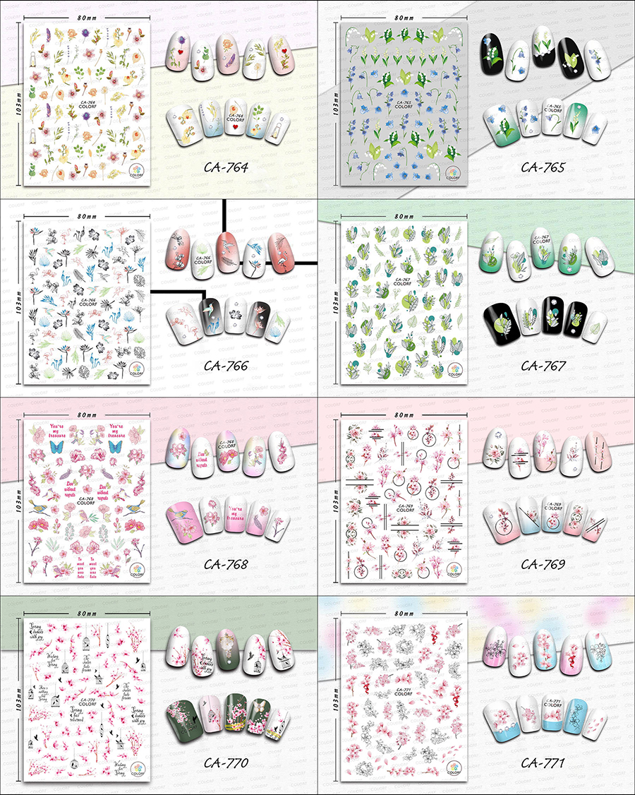 ca764-779 flower nail sticker