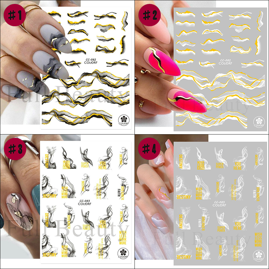 black\white gold marble nail sticker