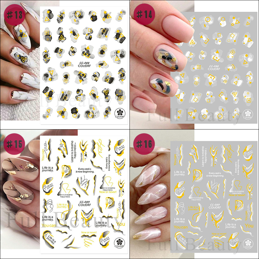 black\white gold marble nail sticker