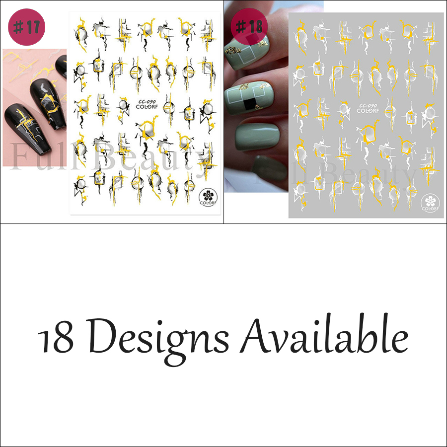 black\white gold marble nail sticker