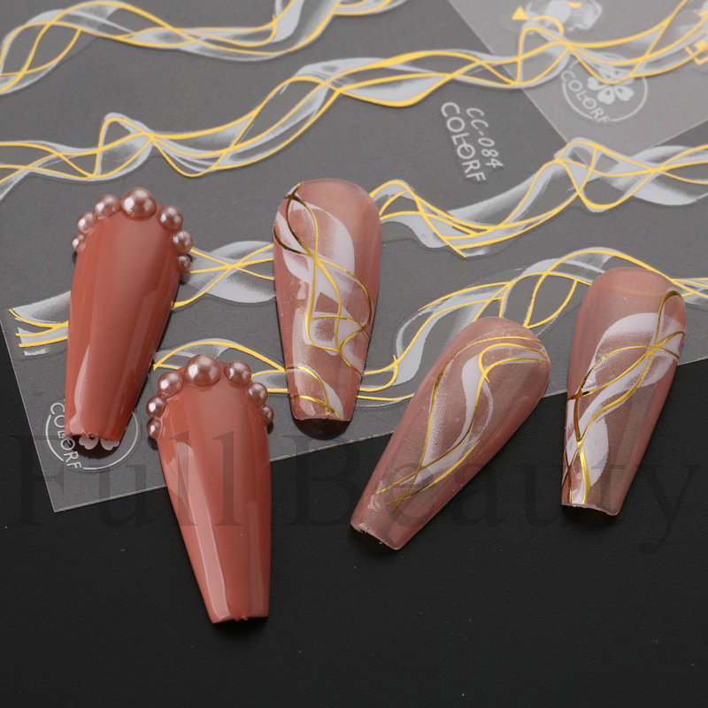 black\white gold marble nail sticker