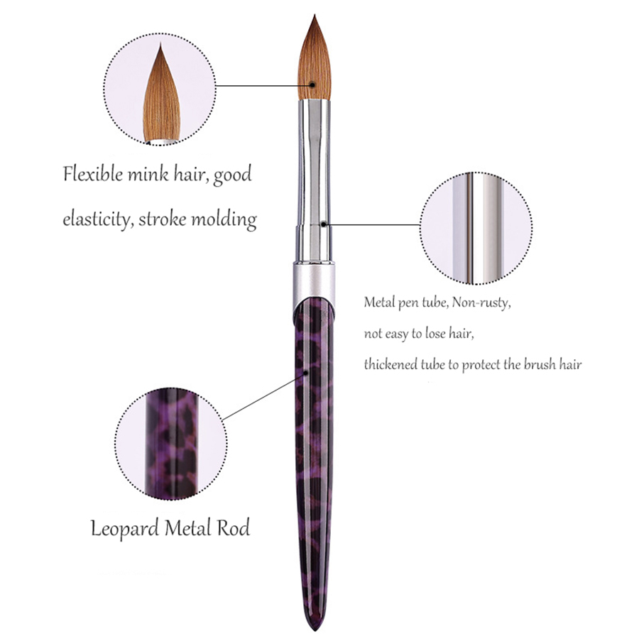 10* size leopard metallic color kolinsky acrylic brush