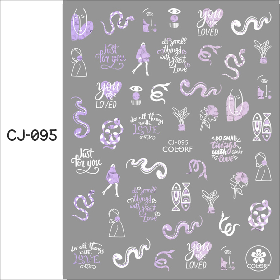 cj091-099 laser silver nail sticker