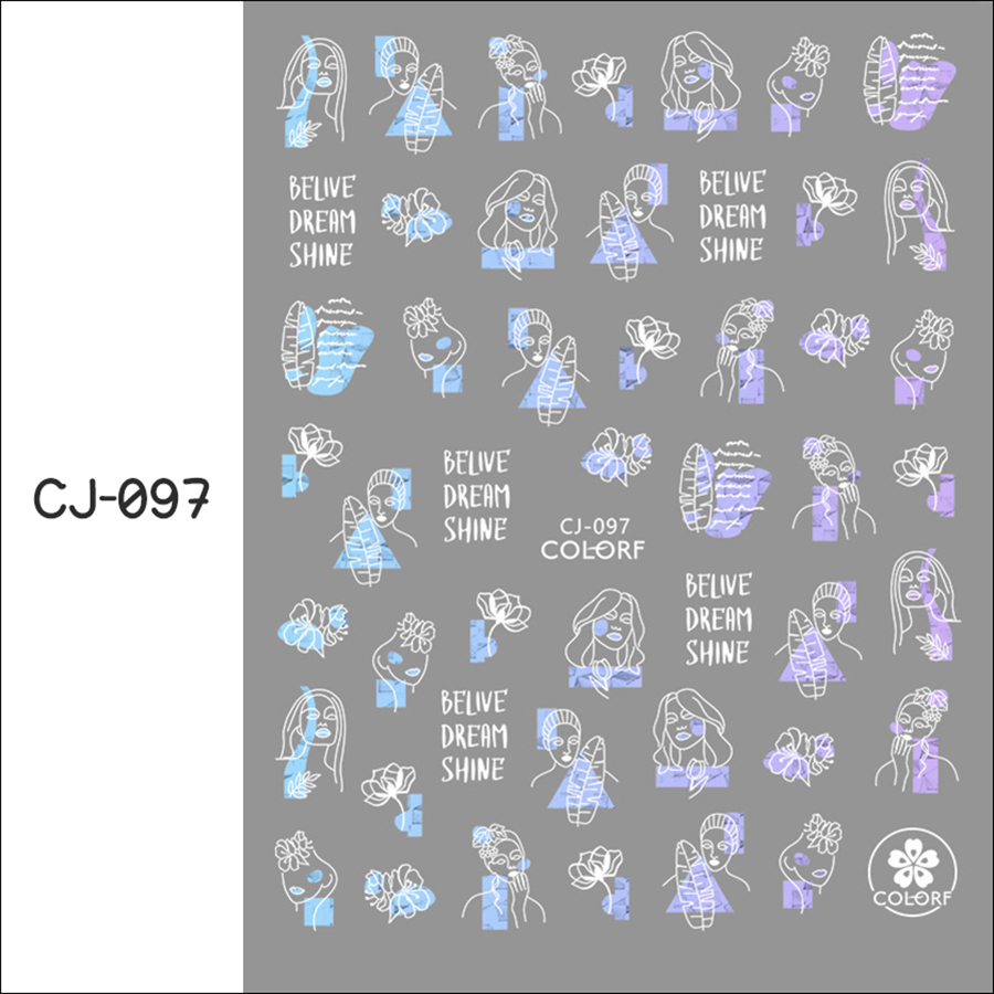 cj091-099 laser silver nail sticker
