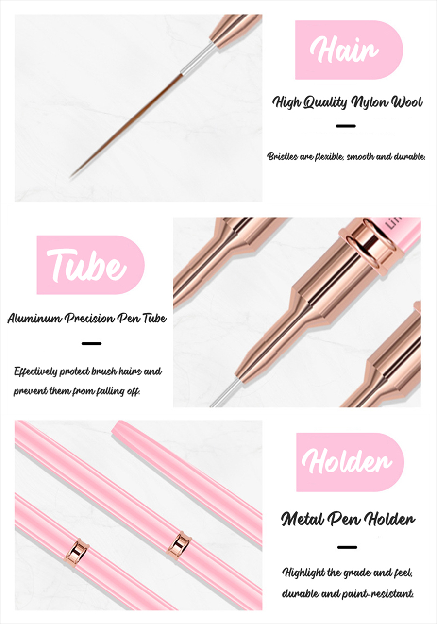 rab-45 5-pack pink metal rod nail line drawing brush