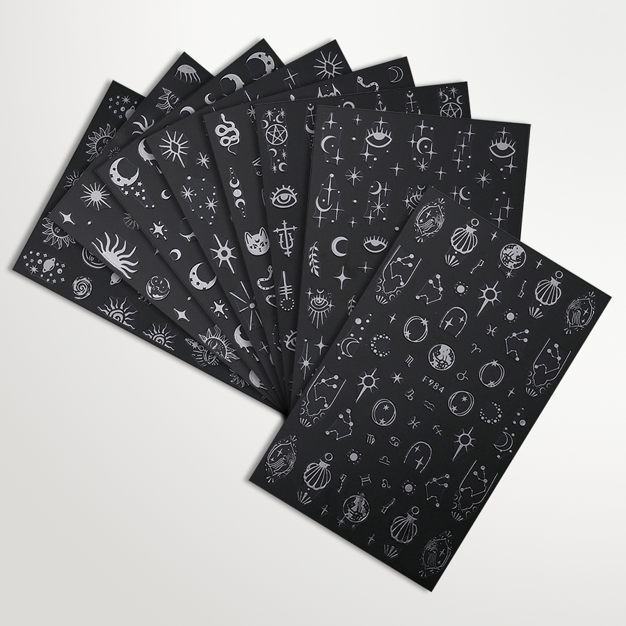 f978-985 2023 new ins hot stamping silver nail sticker