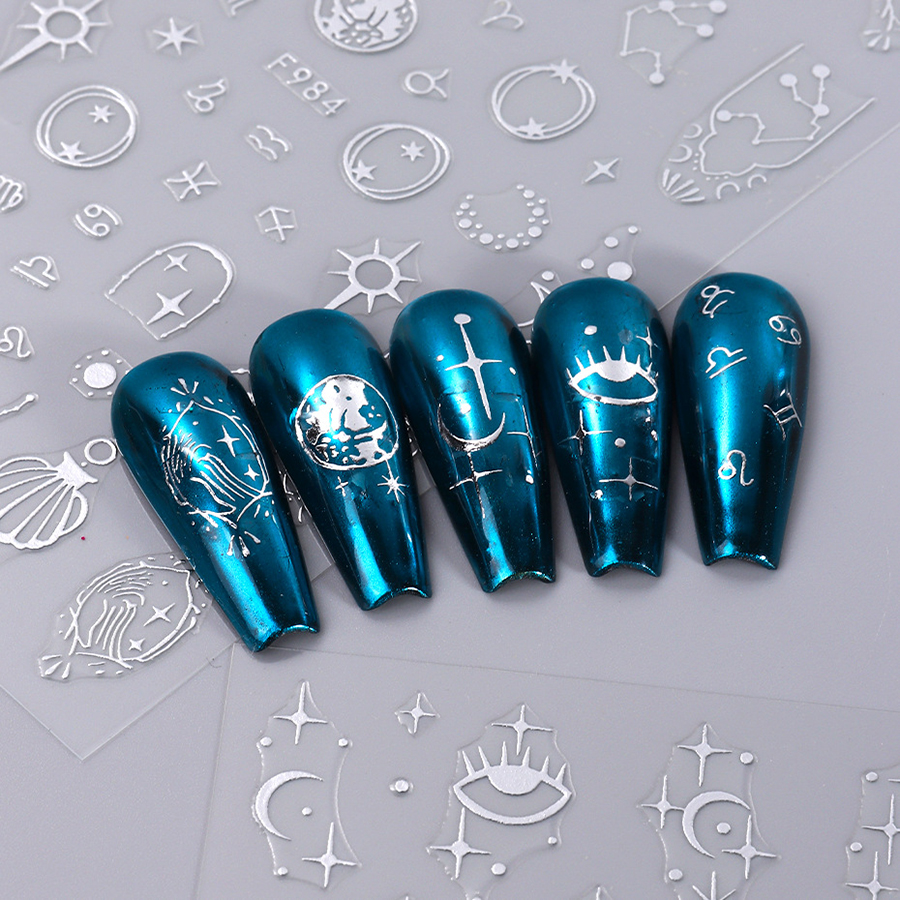 f978-985 2023 new ins hot stamping silver nail sticker