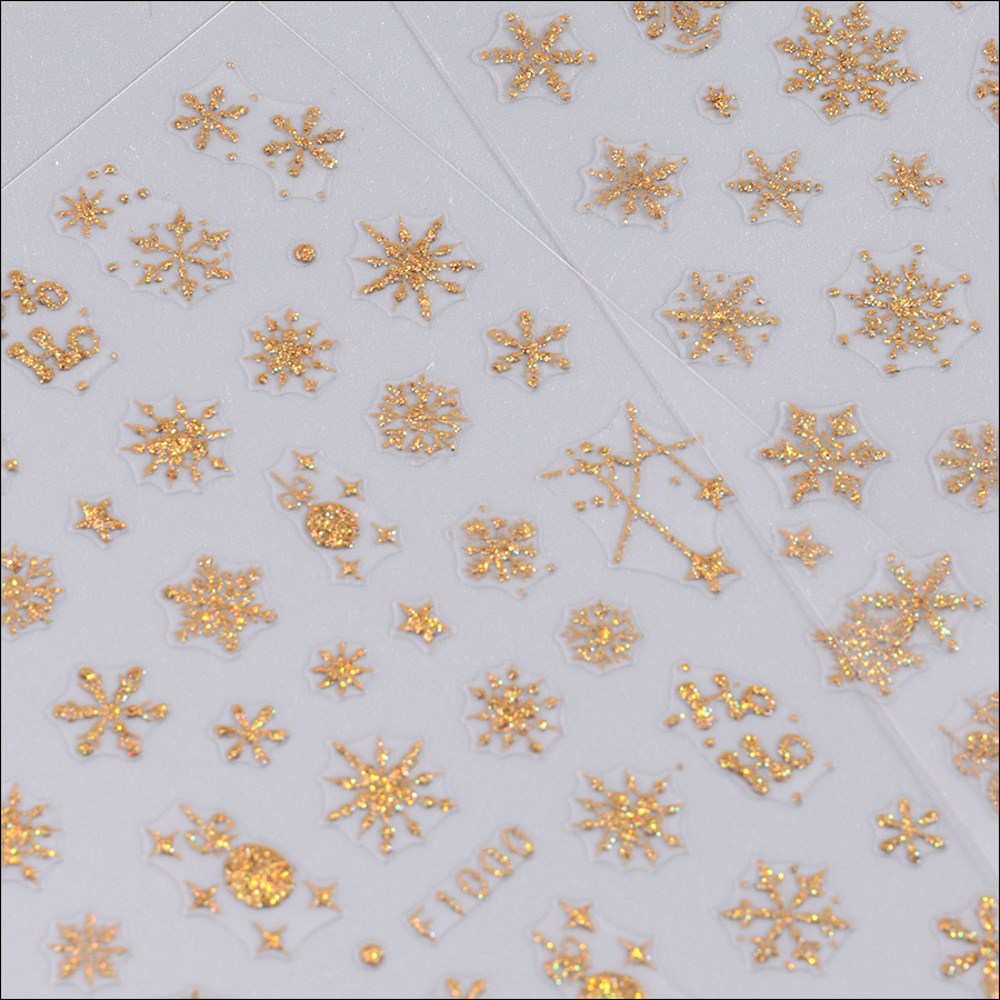 f998-1001 christmas gold shining pink nail sticker