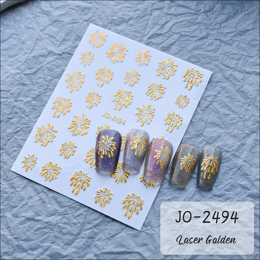 jo-2494 colorful fireworks 3d hot stamping silver sticker