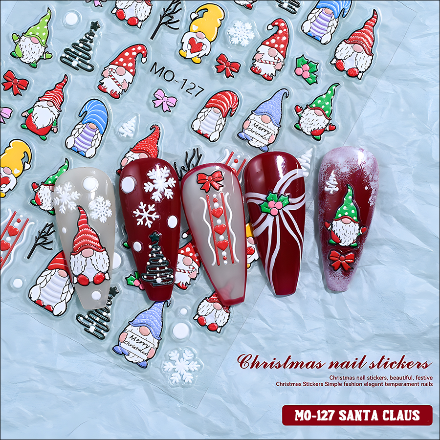 mo-127-132 christmas embossed nail sticker