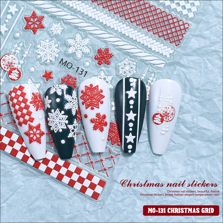 mo-127-132 christmas embossed nail sticker