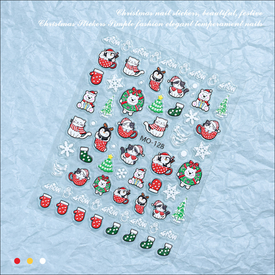 mo-127-132 christmas embossed nail sticker