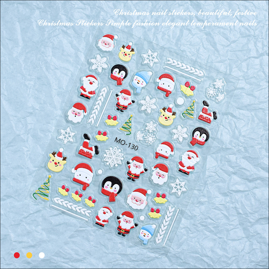 mo-127-132 christmas embossed nail sticker
