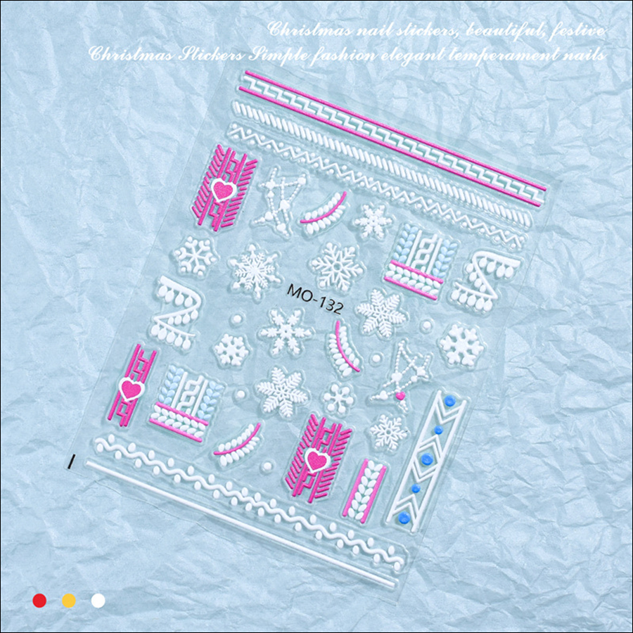 mo-127-132 christmas embossed nail sticker