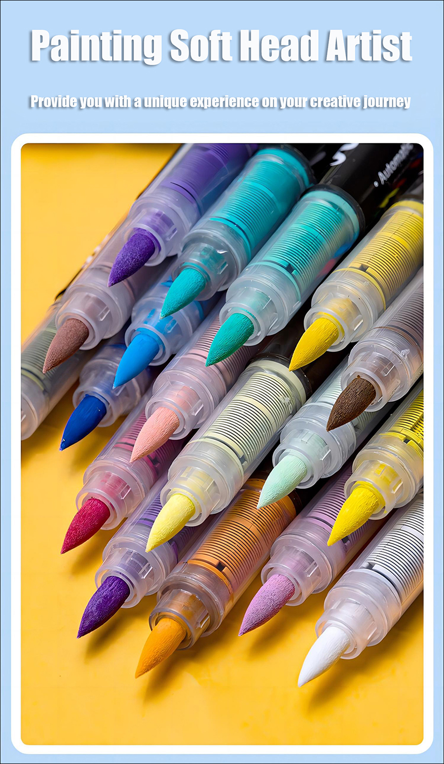 rnp-133 12 color straight liquid acrylic marker brush set