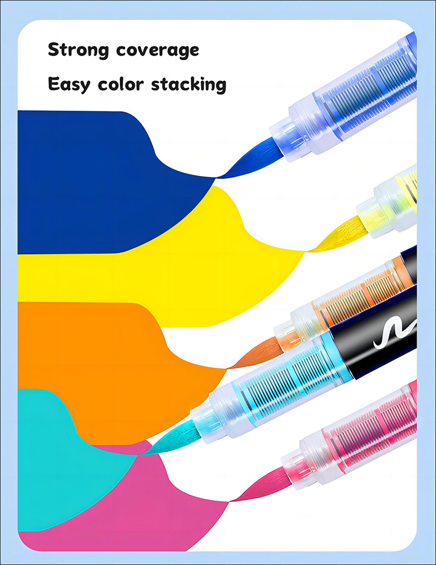 rnp-133 12 color straight liquid acrylic marker brush set