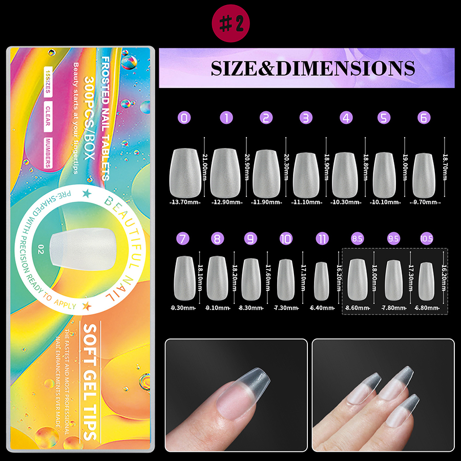 rntip-151 ultra-thin, traceless, fully frosted nail tips (300 pieces in box)