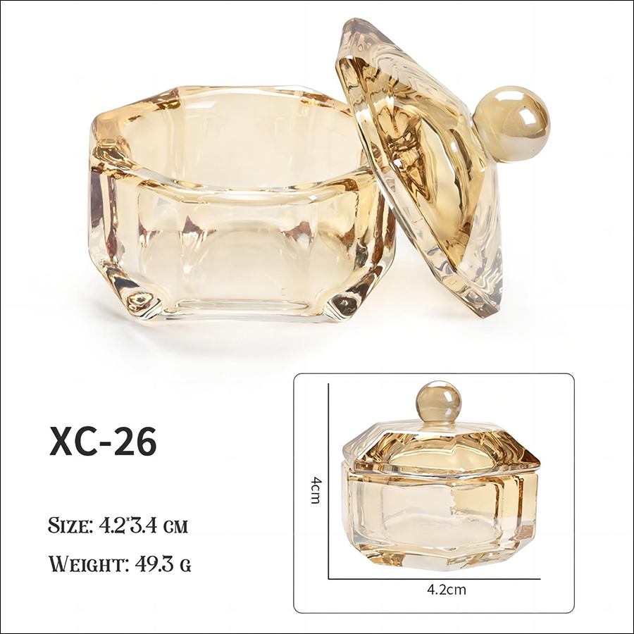 rnt-791 nail amber champagne glass crystal dish