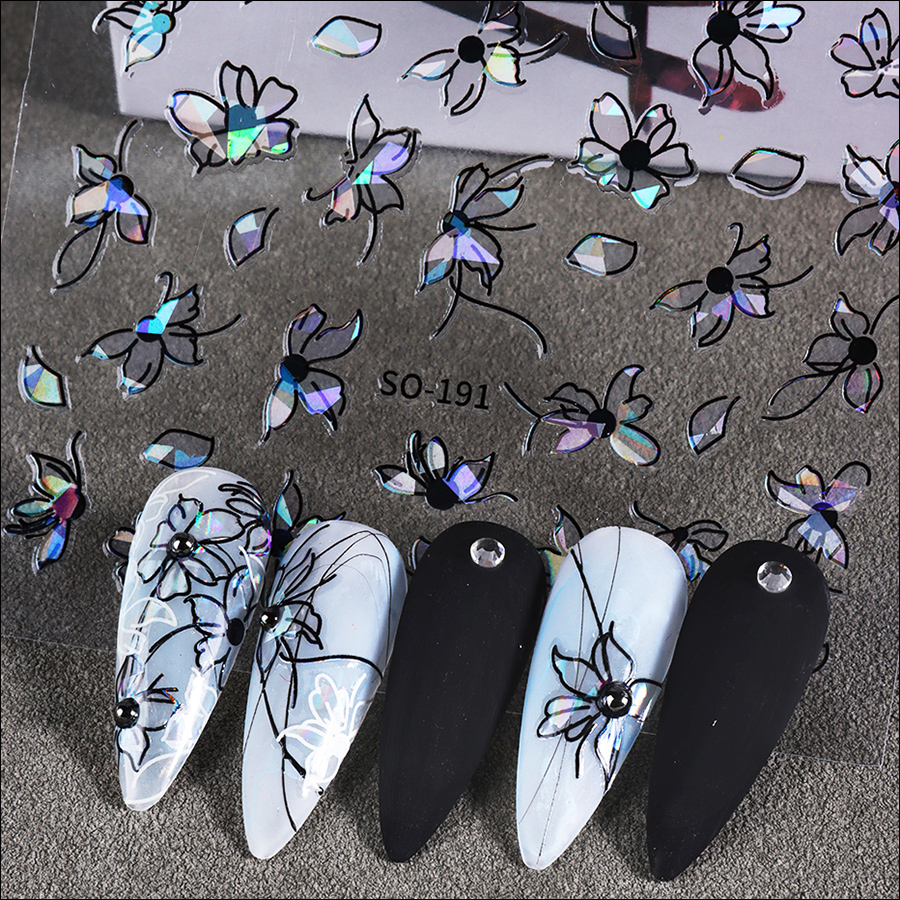 so-191 laser ice flower nail sticker