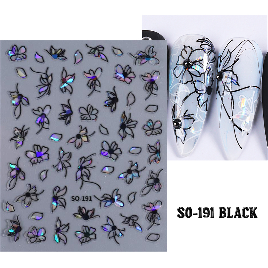 so-191 laser ice flower nail sticker