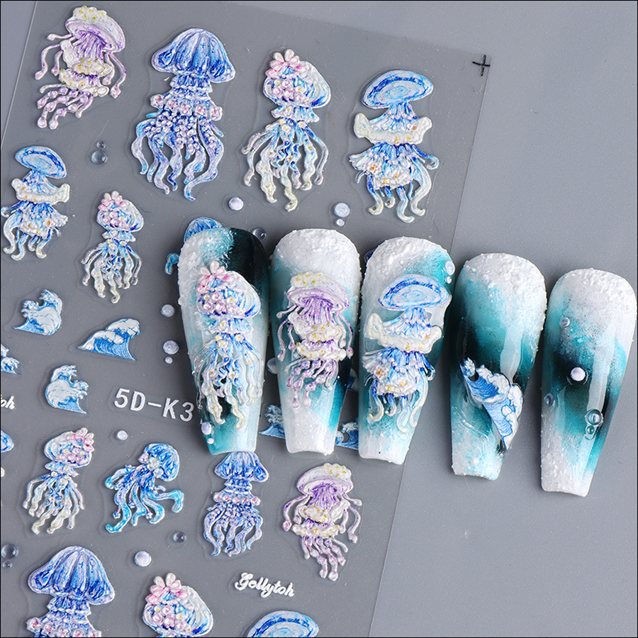 5d-k176/177 5d relief marine creature style nail sticker