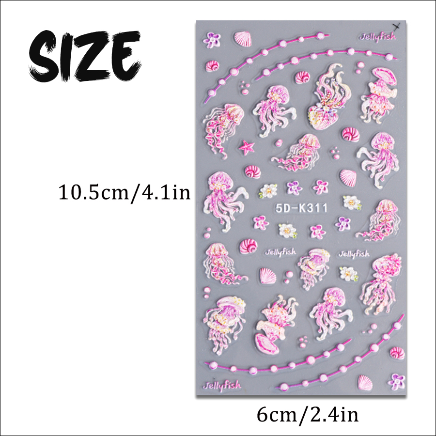 5d-k176/177 5d relief marine creature style nail sticker