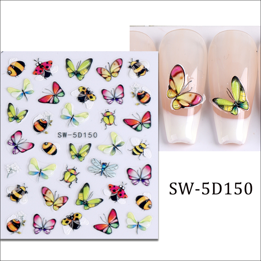 sw-5d150/151 5d relief butterfly nail sticker