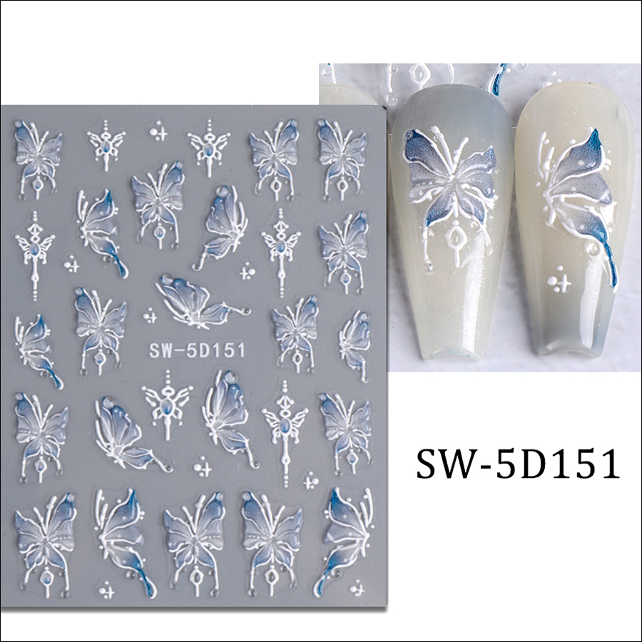 sw-5d150/151 5d relief butterfly nail sticker