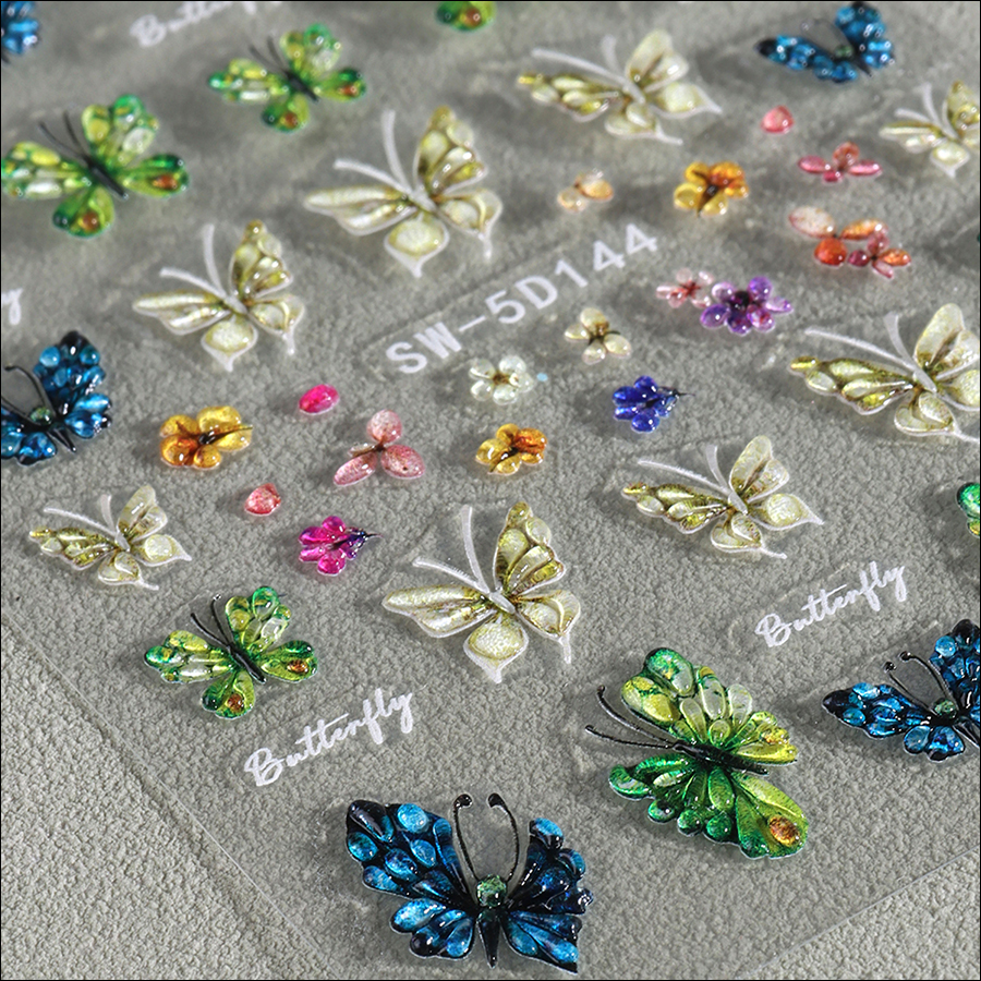 sw-5d123/144 5d relief butterfly nail sticker