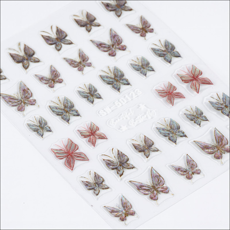 sw-5d123/144 5d relief butterfly nail sticker