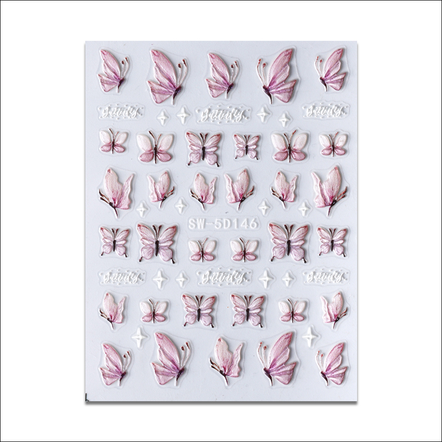 sw-5d146 5d relief butterfly nail sticker