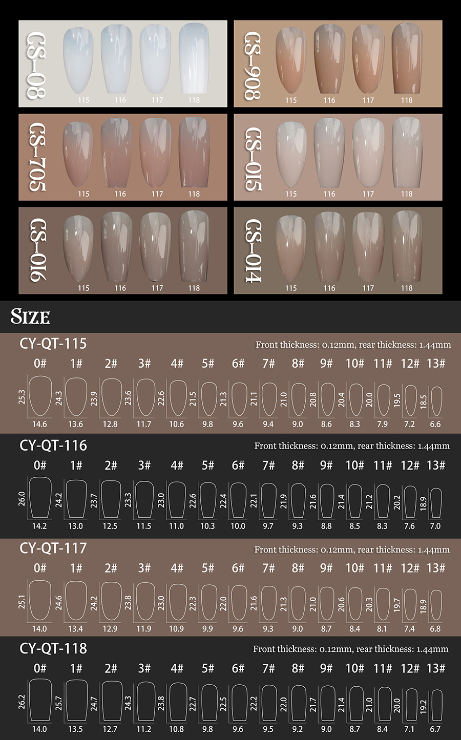 rntip-153 colored gradient prefabricated nail tips (same style with 5-color packing)