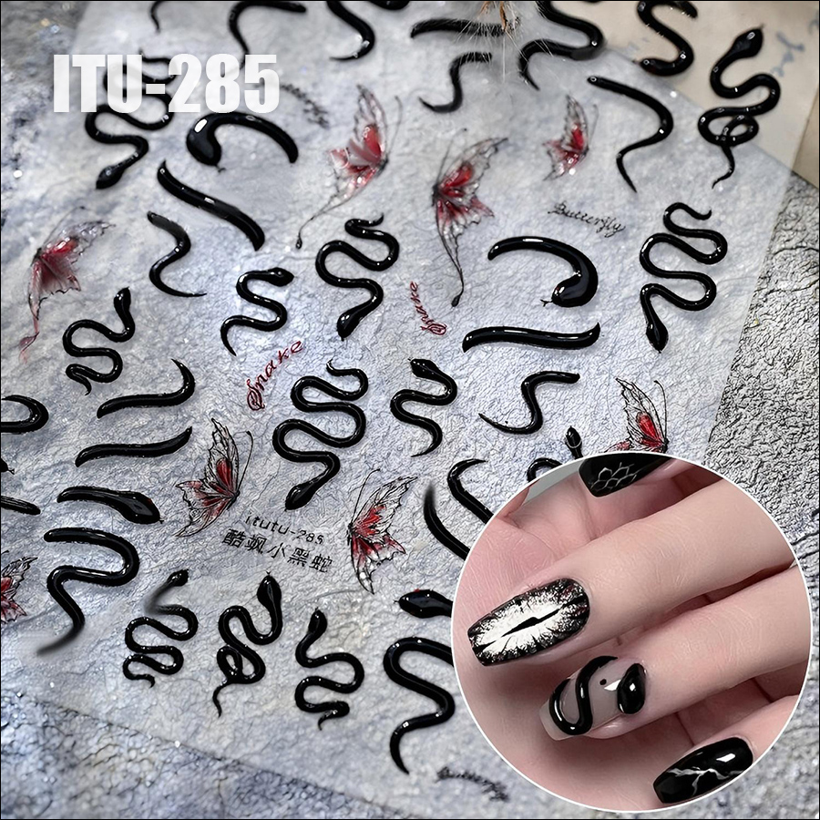 itu-283-285 new lucky snake relief nail stickers