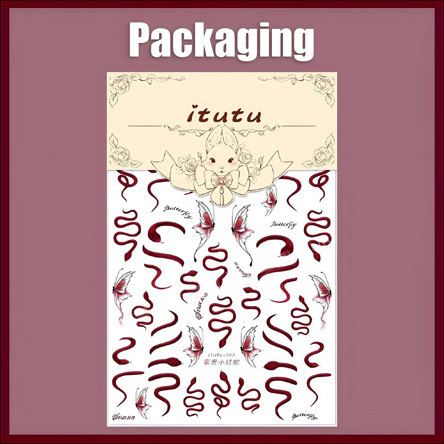itu-283-285 new lucky snake relief nail stickers