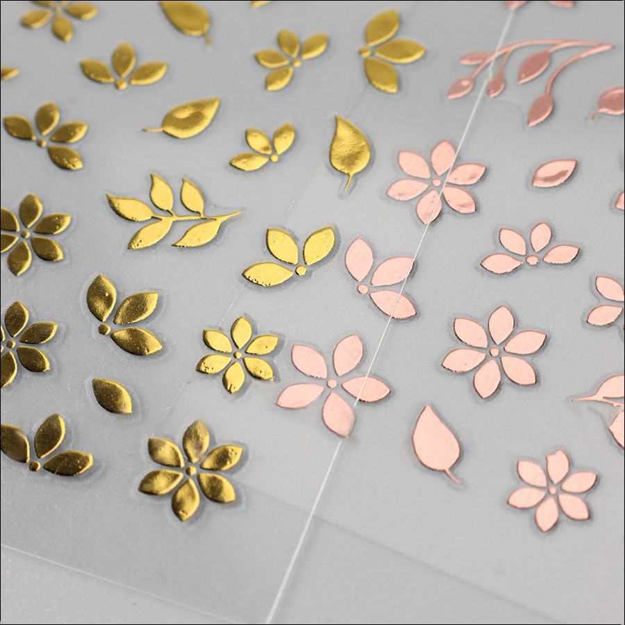 so-232-272 ins black floral diamond gold silver glitter nail sticker