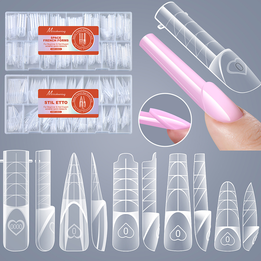 rntip-206 french nail molds for nail salons 150 pieces boxed with measurement markings