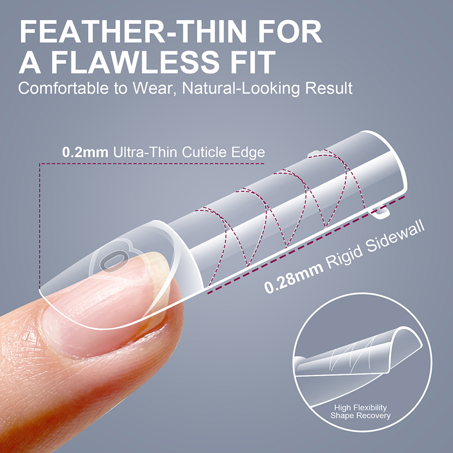 rntip-206 french nail molds for nail salons 150 pieces boxed with measurement markings