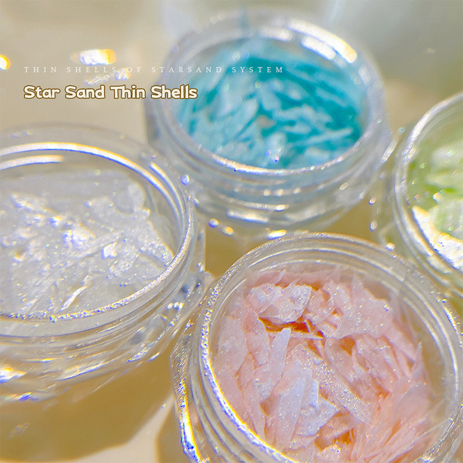 d304 star sand series iridescent thin shell nail charms